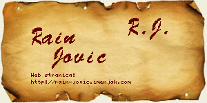 Rain Jović vizit kartica